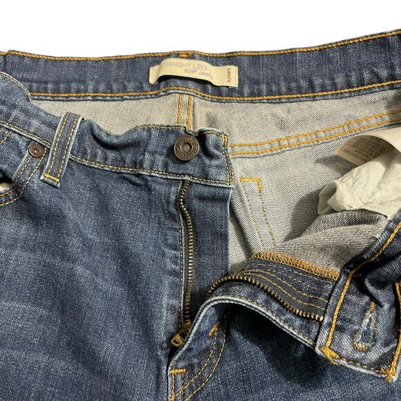Levis 505 Womens Jeans Size 14 Blue Straight Leg Mid Rise Denim Jeans Zip Fly - Picture 3 of 10
